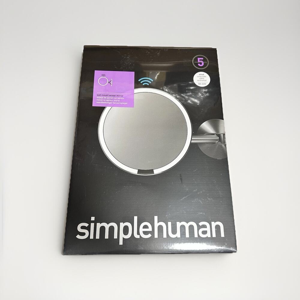 Simplehuman Wall-Mount Sensor Mirror 8” [5x] Brushed Nickel - ST3003 *Sealed New